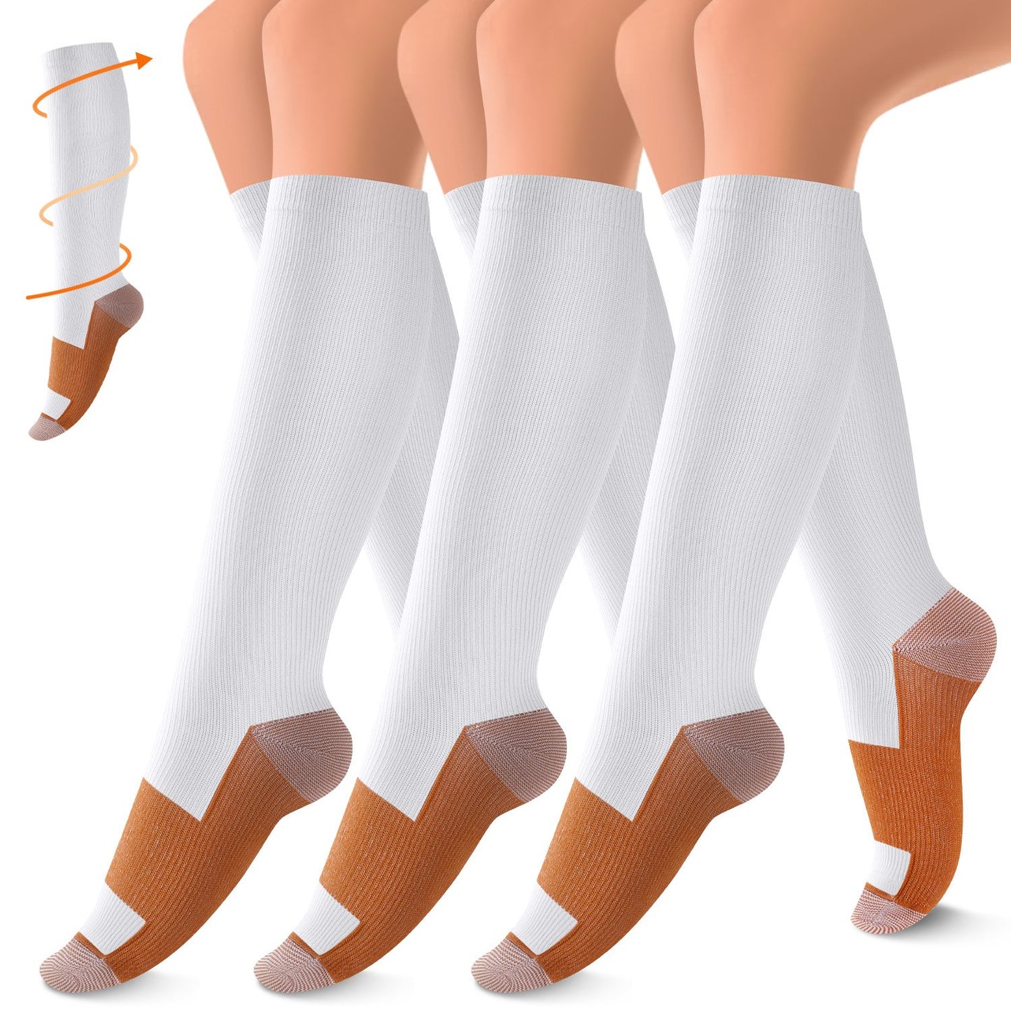 Fuklindy 3 Pairs Copper Compression Socks for Women & Men Circulation 15-20 mmHg - Better Blood Flow, Swelling , Best Support for Medical, Running, Nursing