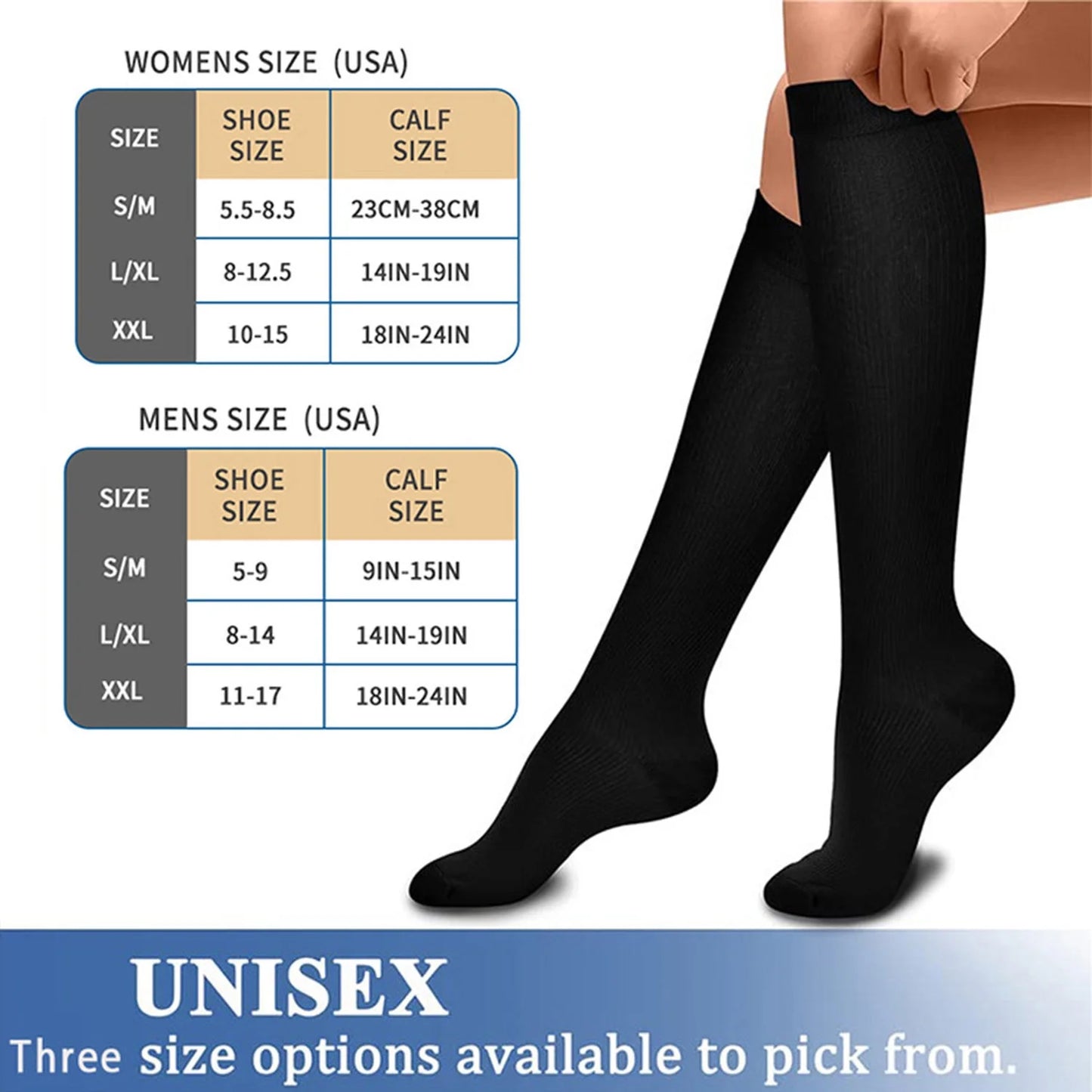 Fuklindy 3 Pairs Medical Sport Compression Socks - 15-20mmhg Graduated Knee-High Support for Men & Women, Ideal for Soccer, Running, and Nurses