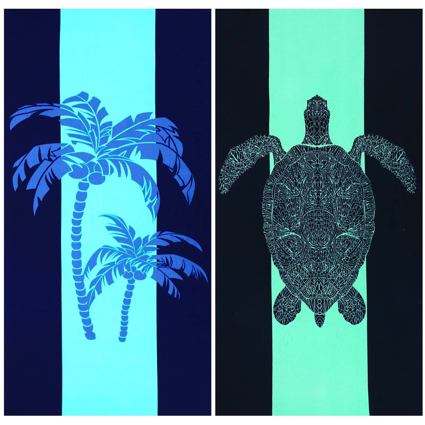 Fuklindy 2 Pack Oversized Beach Towel Set, Extra Large Long XL Microfiber Pool Swim Towels, Quick Dry Super Absorbent Sandless Travel Towels Blanket Bluk, Adult Men Vacation Essentials ,74"x36"- Shark Turtle