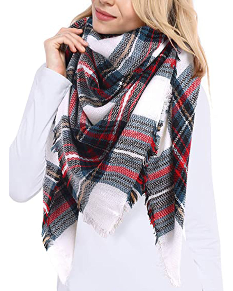 Women's Scarf Winter Thick Warm Super Soft Luxurious Feel Knit Large Plaid Scarf Unisex for Men and Women Oversized Wrap and Shawl Beige