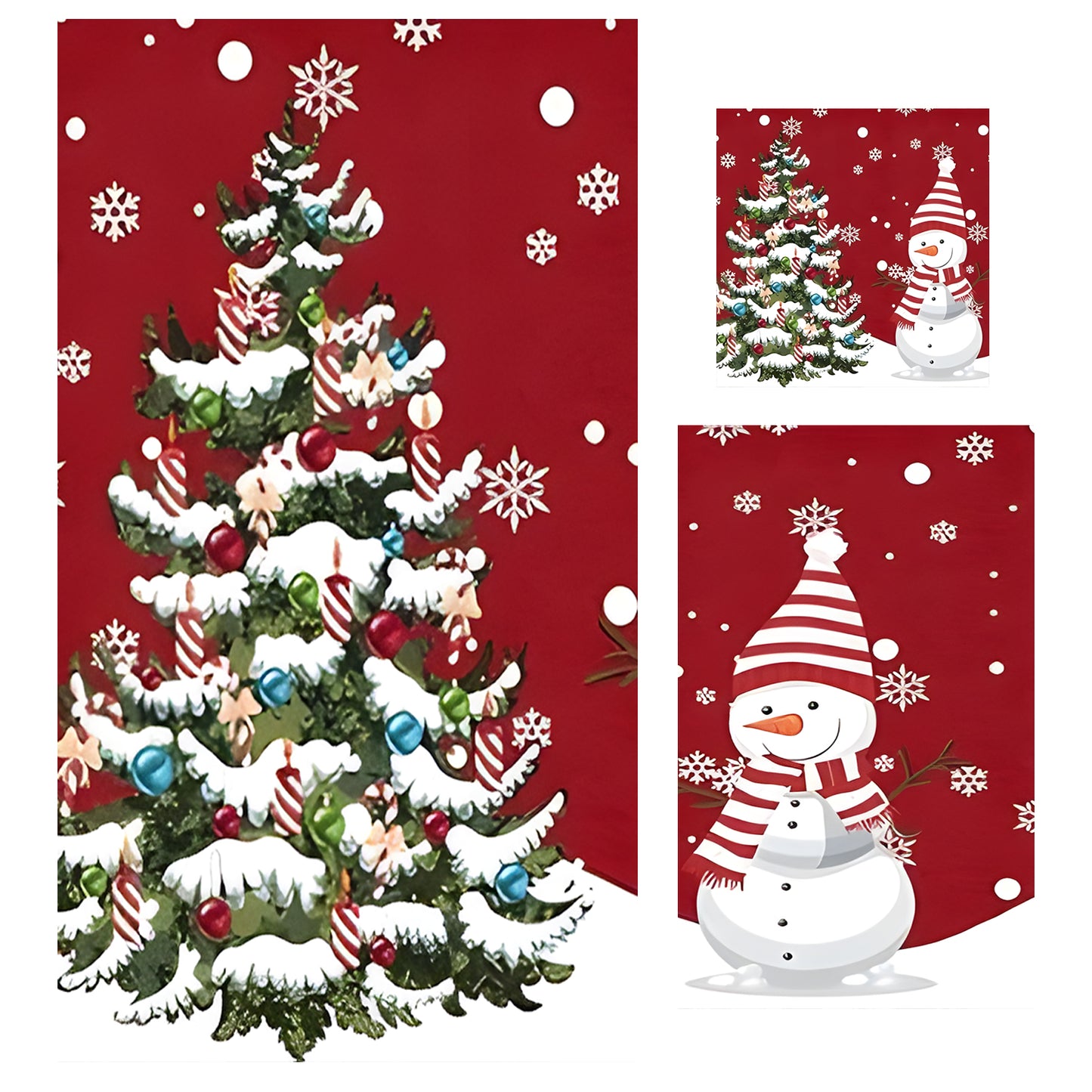 Fuklindy 3 Piece Bathroom Towels Set Christmas Series Bath Hand Towels, 1 Oversized Bath Towel, 1 Hand Towel, 1 Washcloth, Multipurpose for Bathroom, Hotel, Gym, Spa and Beach, Best Christmas Gift