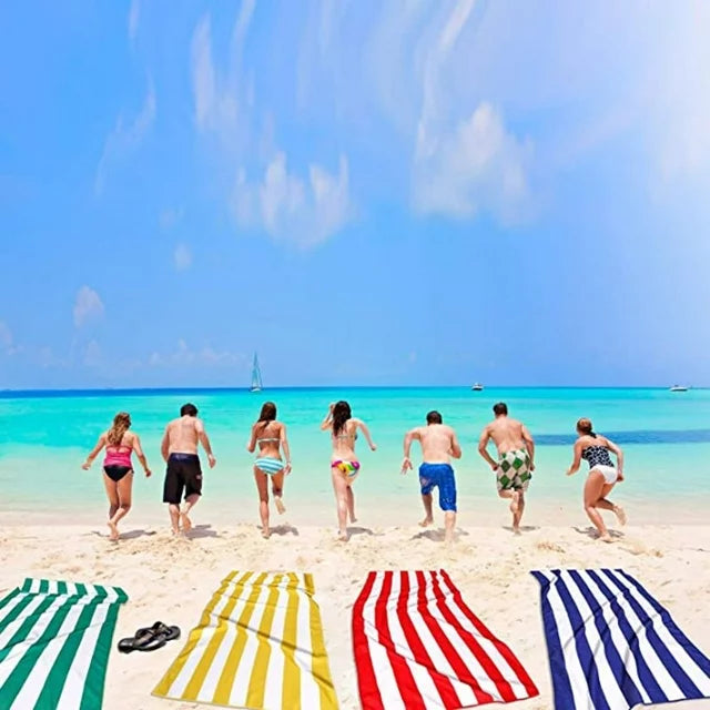 Fuklindy 4 Pack Microfiber Cabana Stripe Beach Towel , Oversized Sand Free Quick Dry Super Absorbent Soft Plush Pool Towel , 72in x 36in Extra Large Outdoor Travel Towels