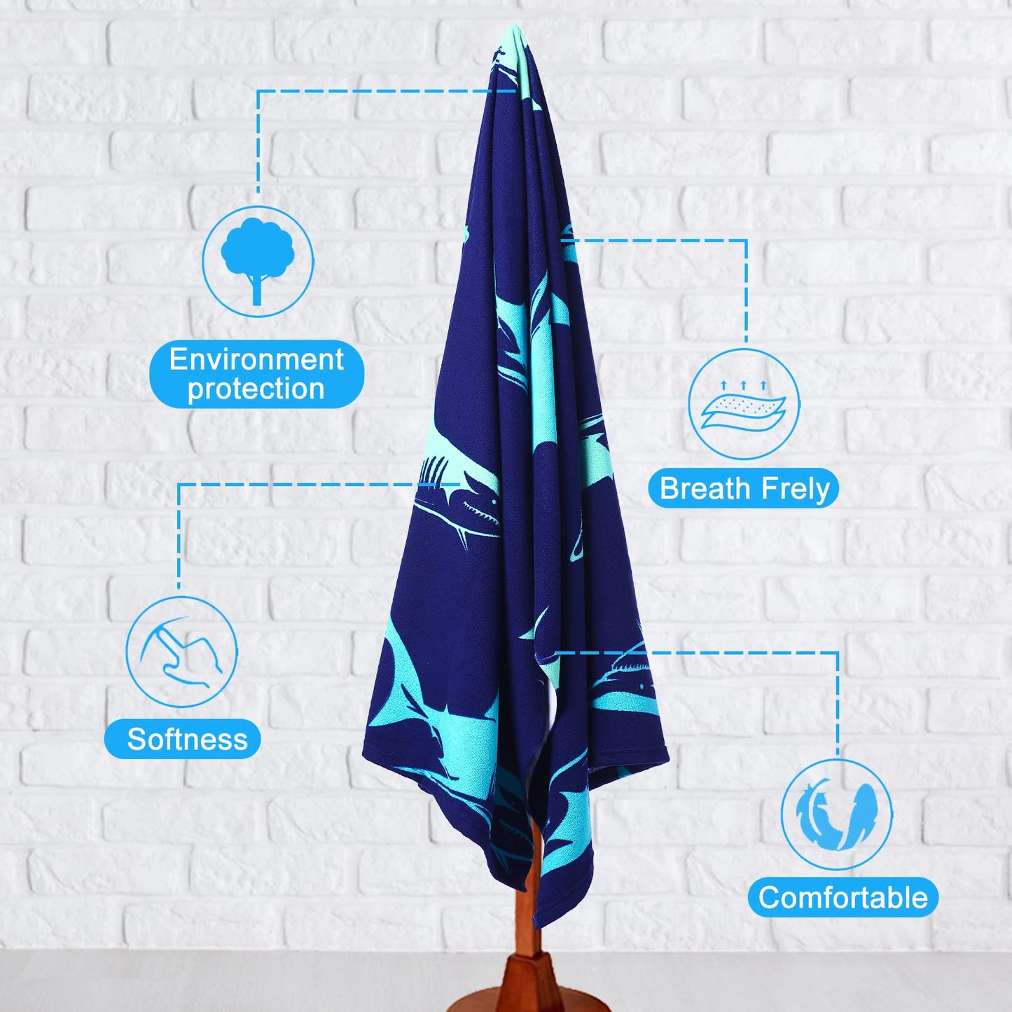 Fuklindy Oversized Terry Beach Towel 36 x 72 in Microfiber Soft Extra Large Long XL Pool Swim Towels,Quick Dry Super Absorbent Sandless Travel Towels Vacation Essentials Lounge Cover Gift - Blue Turtle
