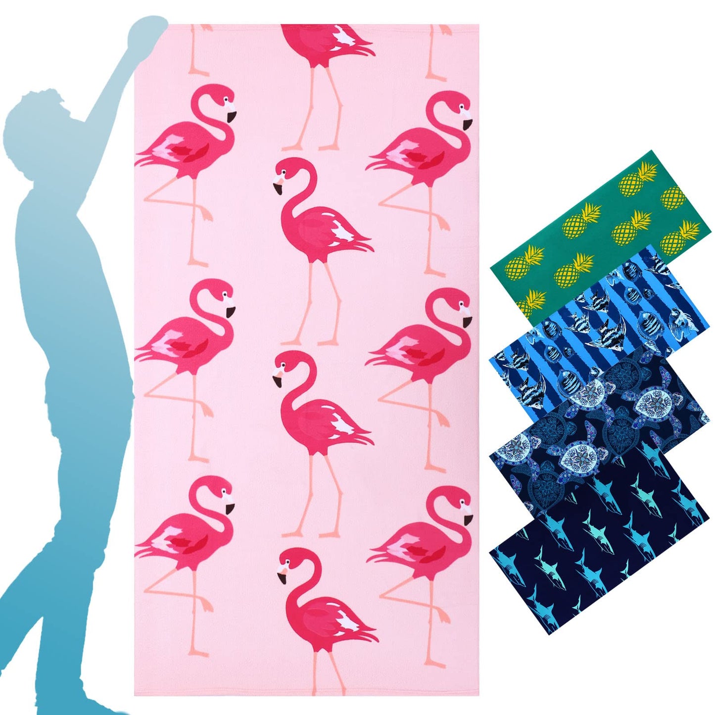 Fuklindy Oversized Terry Beach Towel 36 x 72 in Microfiber Soft Extra Large Long XL Pool Swim Towels,Quick Dry Super Absorbent Sandless Travel Towels Vacation Essentials Lounge Cover Gift - Blue Turtle