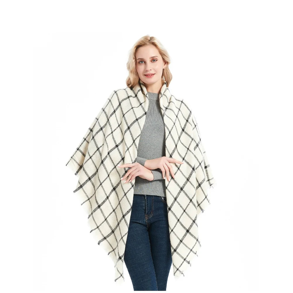 Women's Scarf Winter Thick Warm Super Soft Luxurious Feel Knit Large Plaid Scarf Unisex for Men and Women Oversized Wrap and Shawl Beige