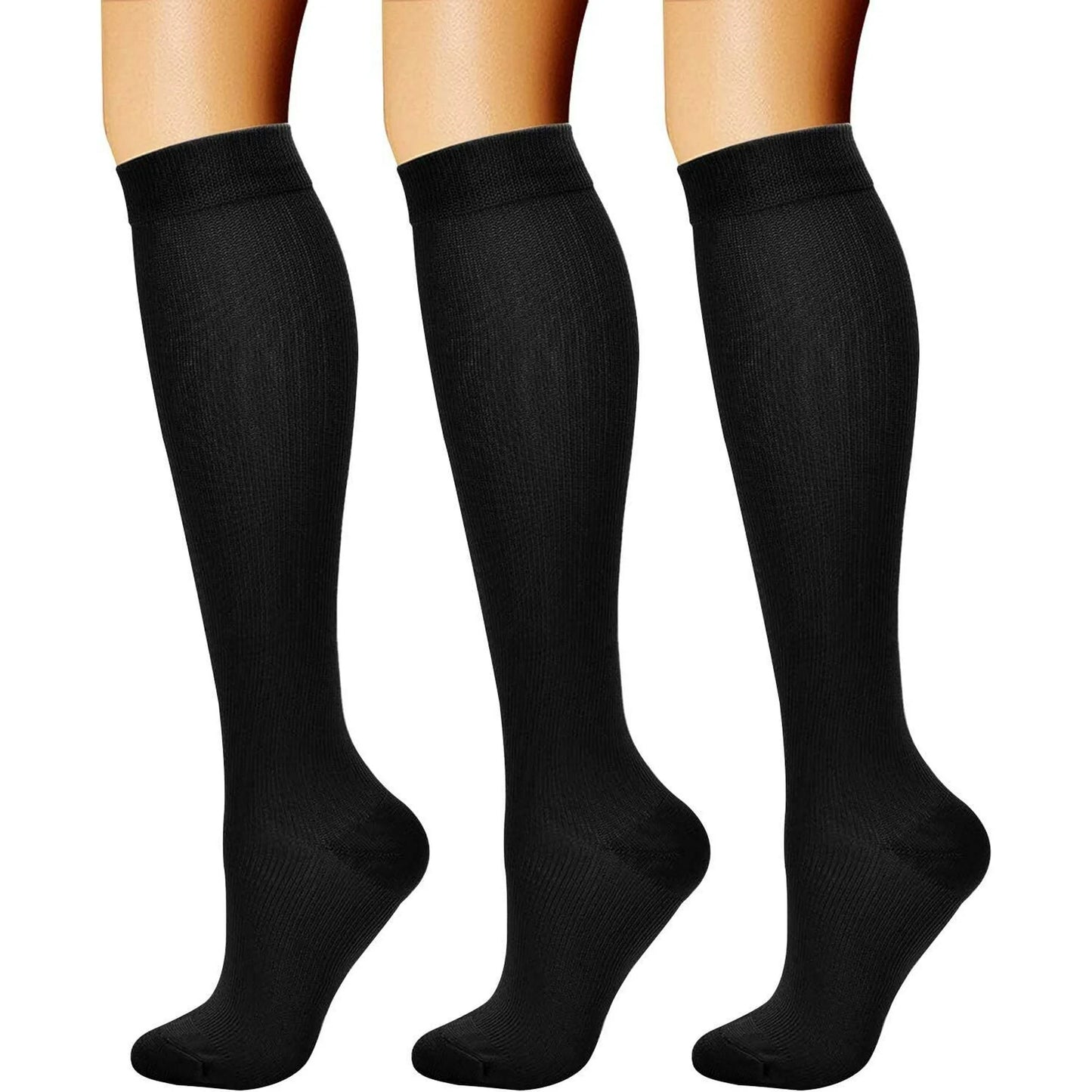 Fuklindy 3 Pairs Medical Sport Compression Socks - 15-20mmhg Graduated Knee-High Support for Men & Women, Ideal for Soccer, Running, and Nurses