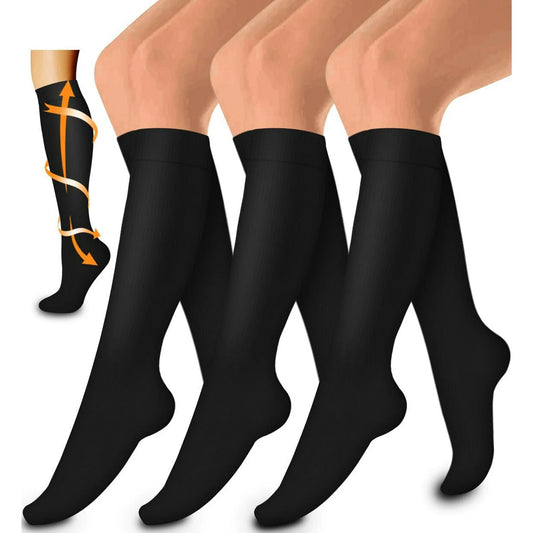 Fuklindy 3 Pairs Medical Sport Compression Socks - 15-20mmhg Graduated Knee-High Support for Men & Women, Ideal for Soccer, Running, and Nurses