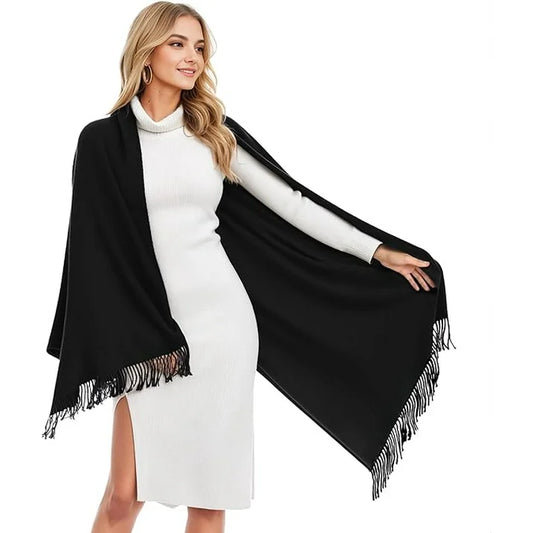 Fuklindy Women Scarf Pashmina Shawls and Wraps for Evening Dresses, Winter Fashion Soft Warm Long Large Scarves, Lightweight Silk Solid Colors Capes for Ladies White