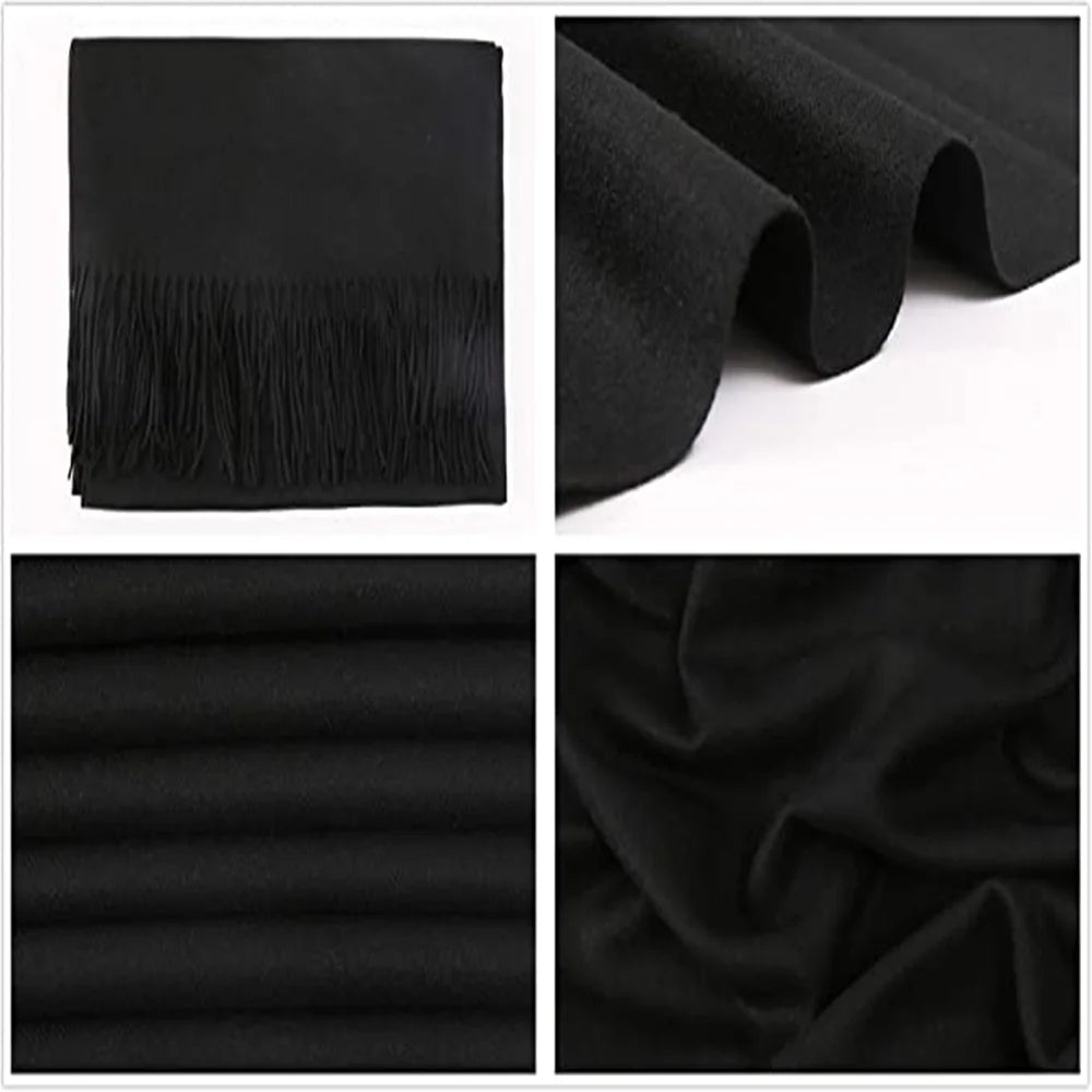 Fuklindy Women Scarf Pashmina Shawls and Wraps for Evening Dresses, Winter Fashion Soft Warm Long Large Scarves, Lightweight Silk Solid Colors Capes for Ladies White