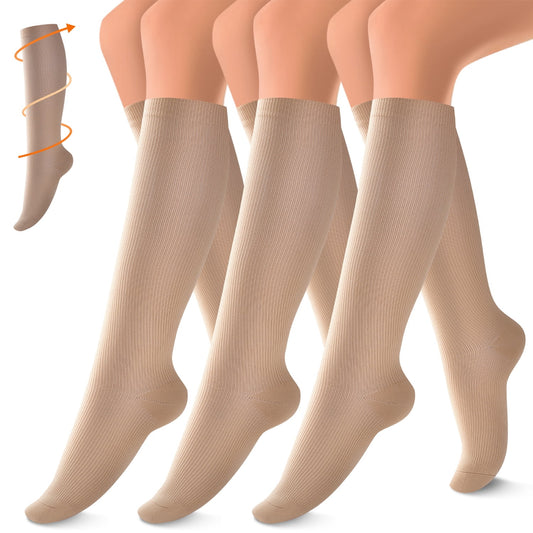 Fuklindy 3 Pairs Copper Compression Socks for Women & Men Circulation 15-20 mmHg - Better Blood Flow, Swelling , Best Support for Medical, Running, Nursing