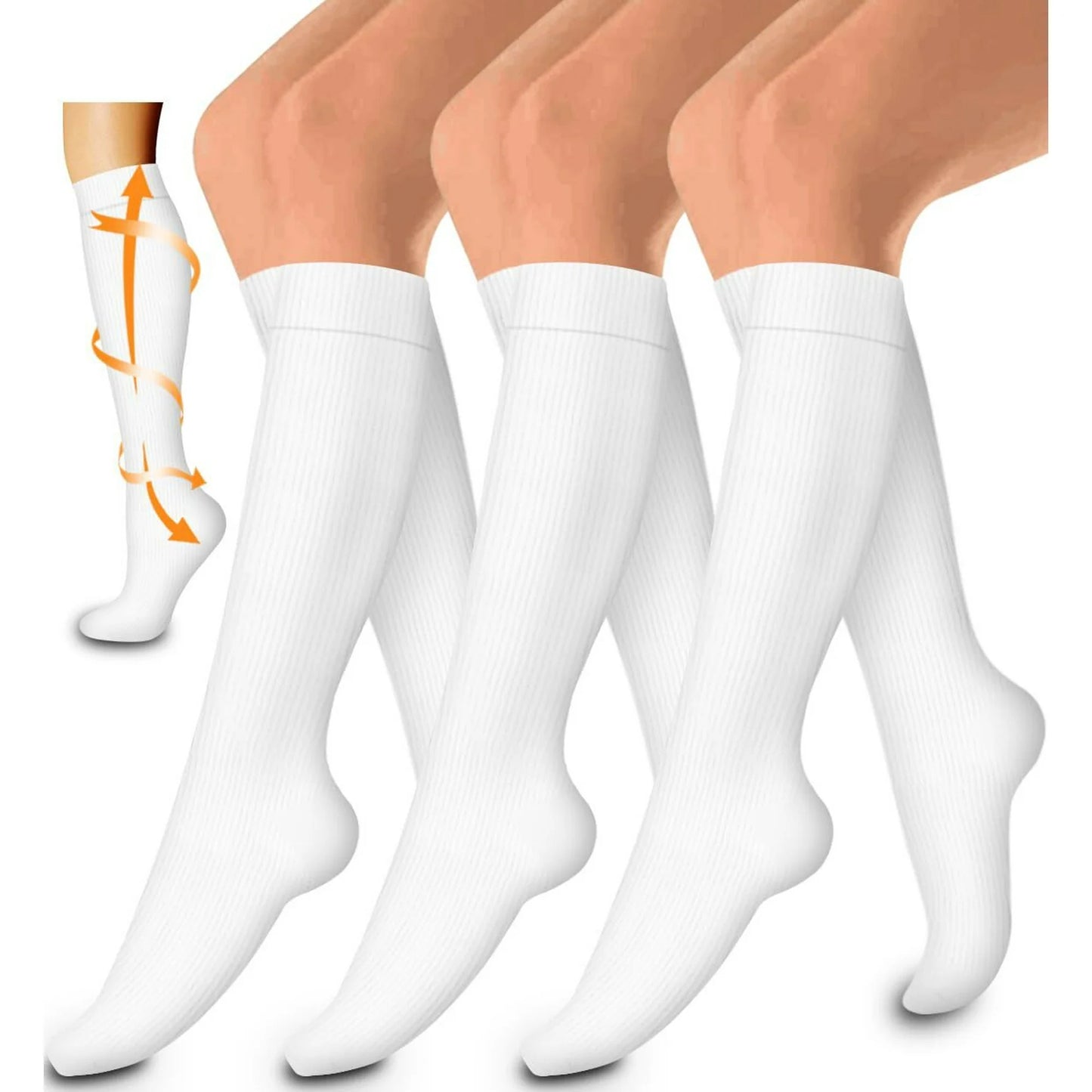 Fuklindy 3 Pairs Medical Sport Compression Socks - 15-20mmhg Graduated Knee-High Support for Men & Women, Ideal for Soccer, Running, and Nurses