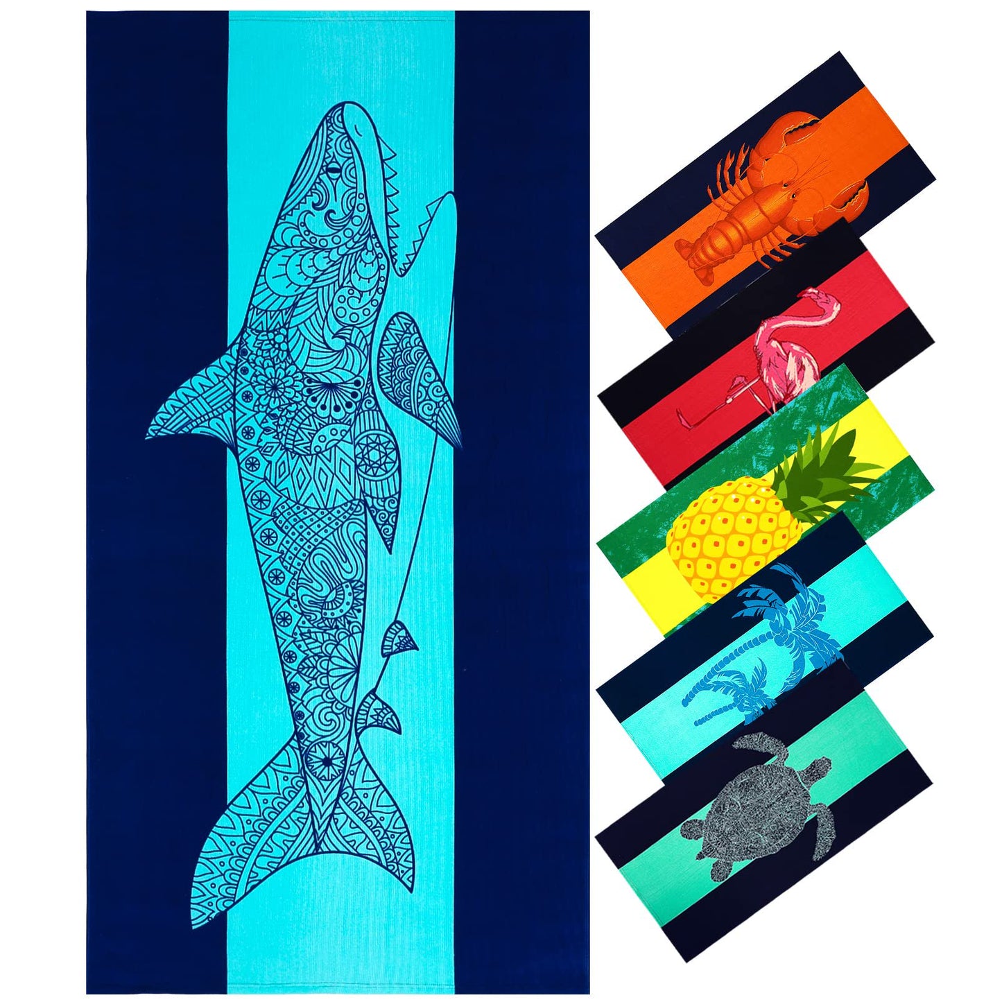 Fuklindy Oversized Terry Beach Towel 36 x 72 in Soft Extra Large Pool Swim Towels for Adult Women Gift Big Travel Blanket Cruise Must Haves Vacation Accessories Essentials Gear Stuff Orange Lobster