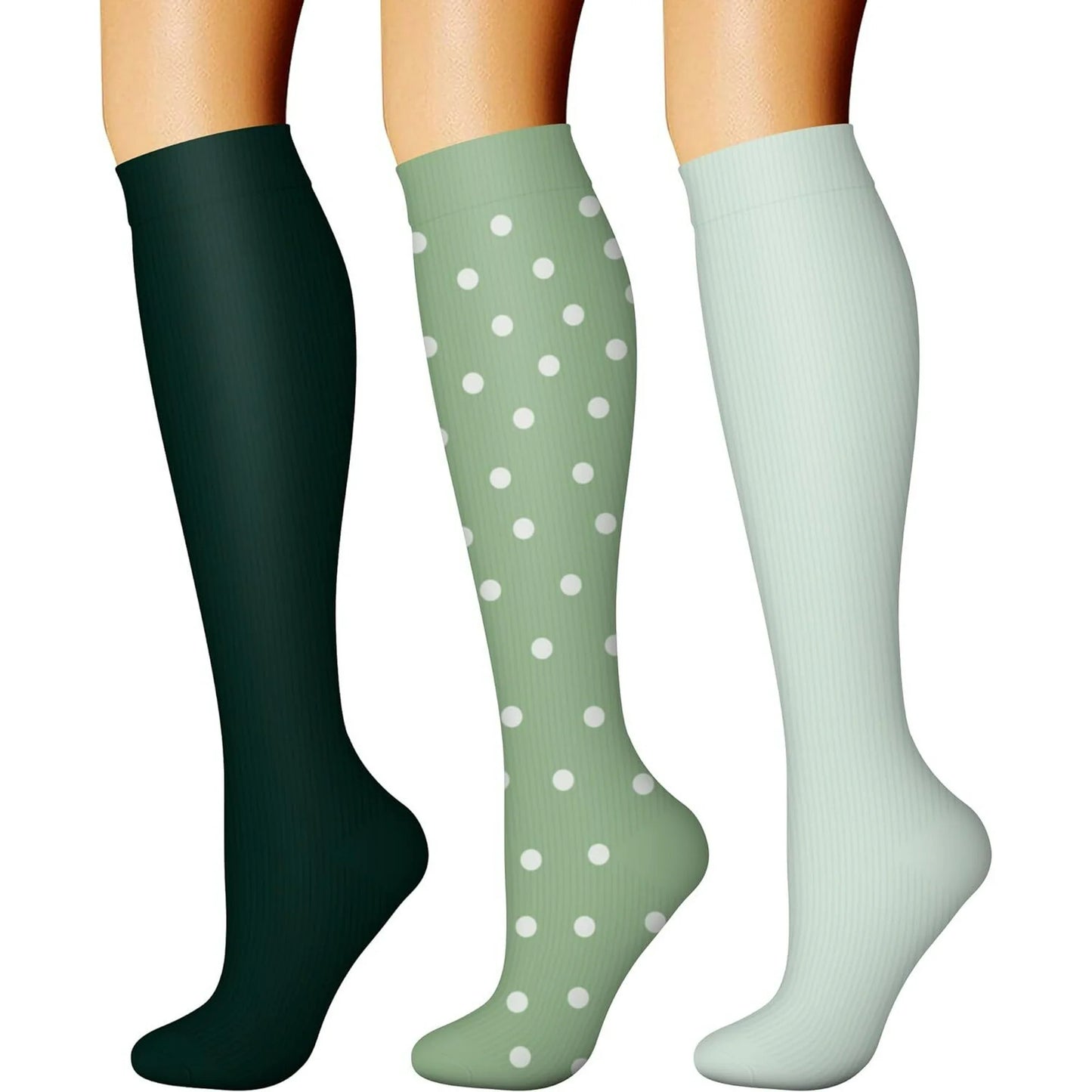 Fuklindy 3 Pairs Medical Sport Compression Socks - 15-20mmhg Graduated Knee-High Support for Men & Women, Ideal for Soccer, Running, and Nurses