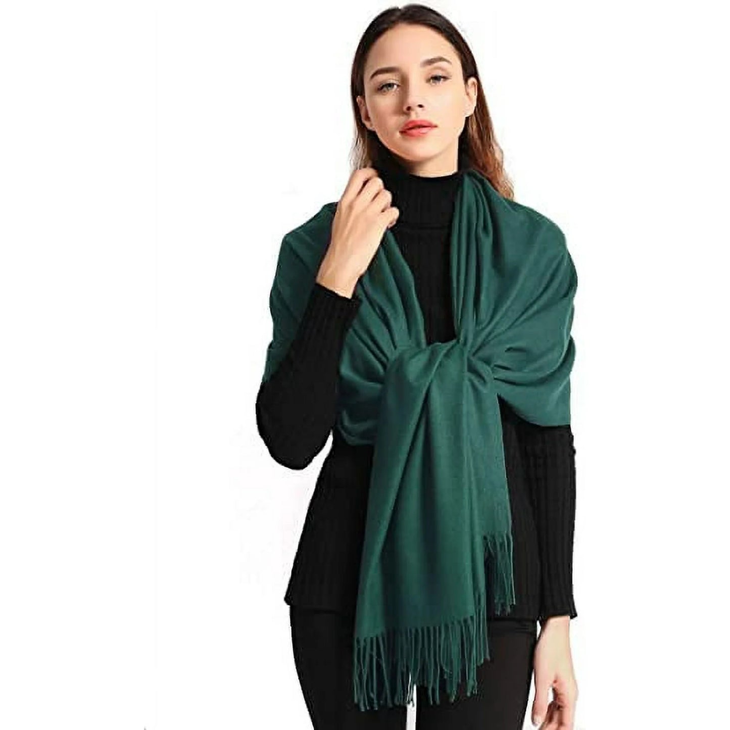 Fuklindy Women Scarf Pashmina Shawls and Wraps for Evening Dresses, Winter Fashion Soft Warm Long Large Scarves, Lightweight Silk Solid Colors Capes for Ladies White