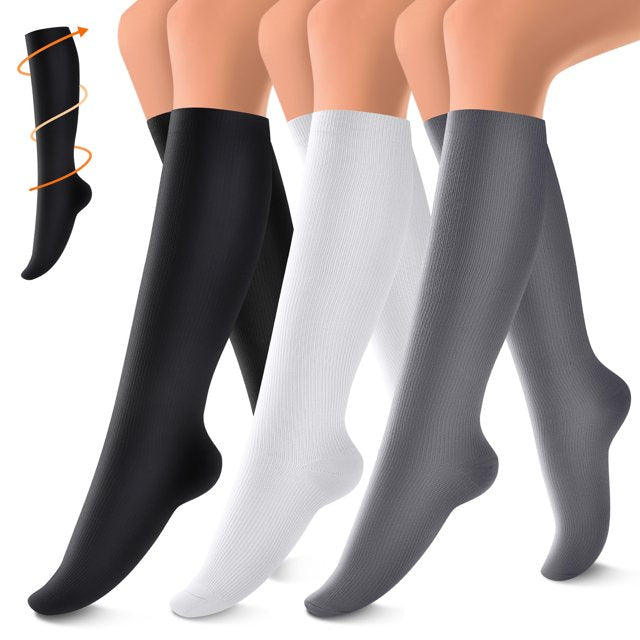 Fuklindy 3 Pairs Copper Compression Socks for Women & Men Circulation 15-20 mmHg - Better Blood Flow, Swelling , Best Support for Medical, Running, Nursing