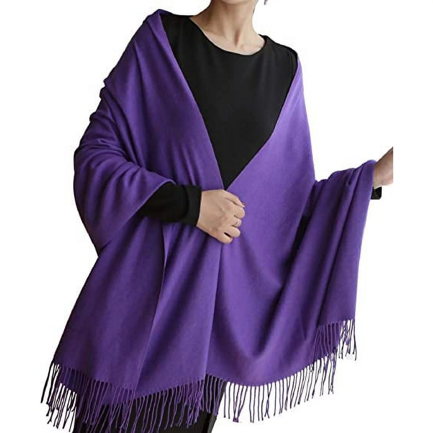 Fuklindy Women Scarf Pashmina Shawls and Wraps for Evening Dresses, Winter Fashion Soft Warm Long Large Scarves, Lightweight Silk Solid Colors Capes for Ladies White