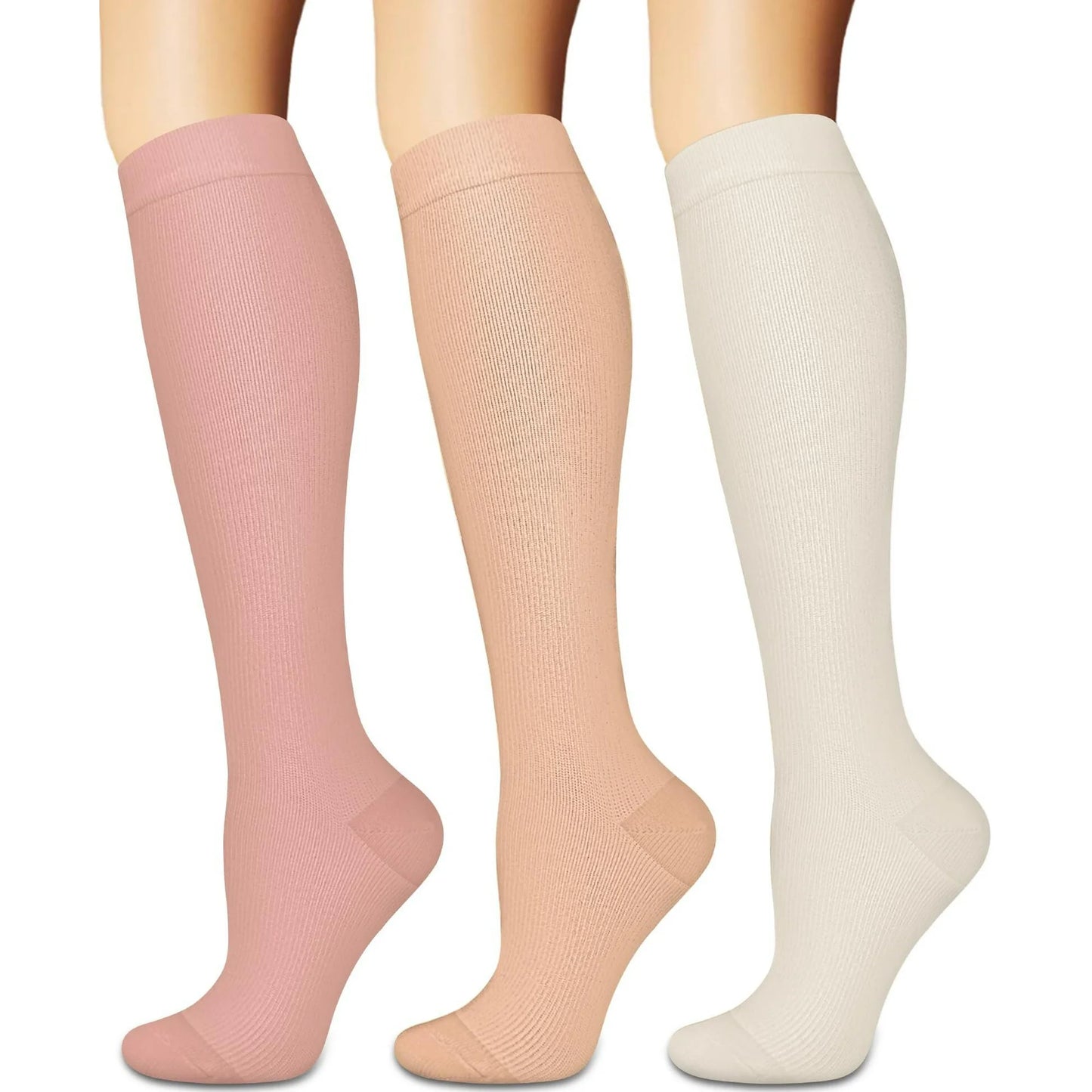 Fuklindy 3 Pairs Medical Sport Compression Socks - 15-20mmhg Graduated Knee-High Support for Men & Women, Ideal for Soccer, Running, and Nurses