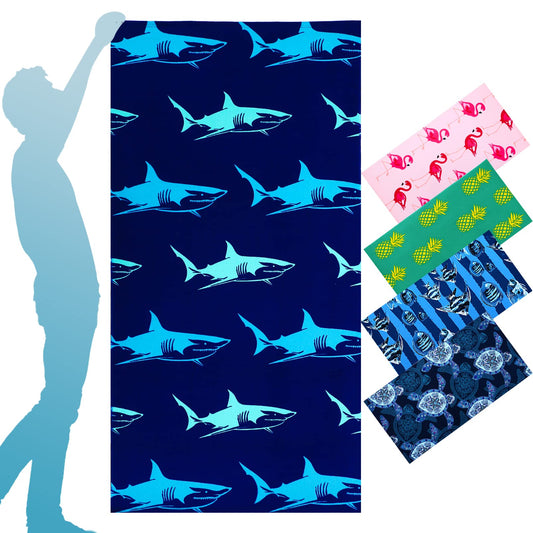 Fuklindy Oversized Terry Beach Towel 36 x 72 in Microfiber Soft Extra Large Long XL Pool Swim Towels,Quick Dry Super Absorbent Sandless Travel Towels Vacation Essentials Lounge Cover Gift - Blue Turtle