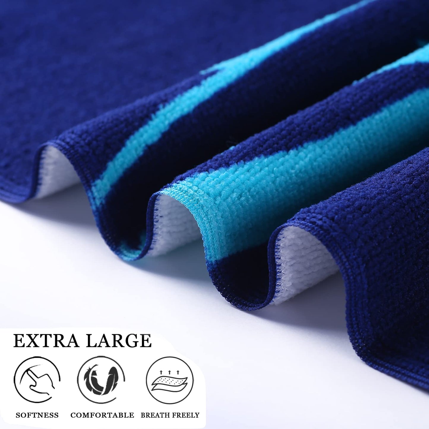 Fuklindy Oversized Terry Beach Towel 36 x 72 in Microfiber Soft Extra Large Long XL Pool Swim Towels,Quick Dry Super Absorbent Sandless Travel Towels Vacation Essentials Lounge Cover Gift - Blue Turtle